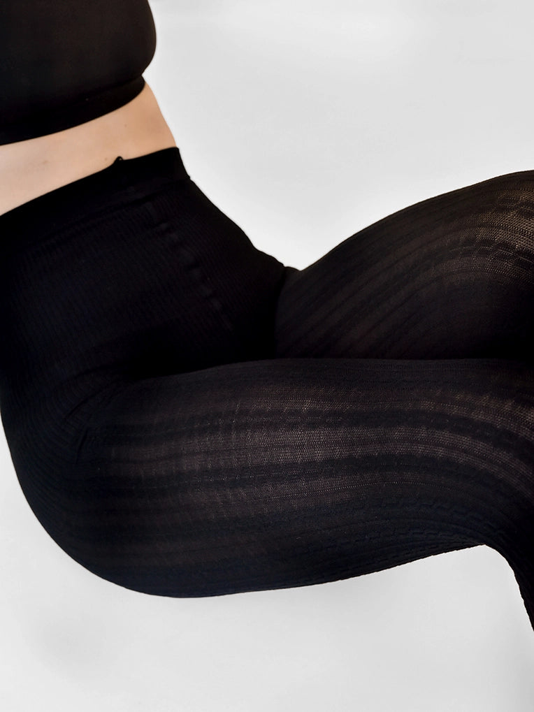 Collant tressé coton biologique - Noir