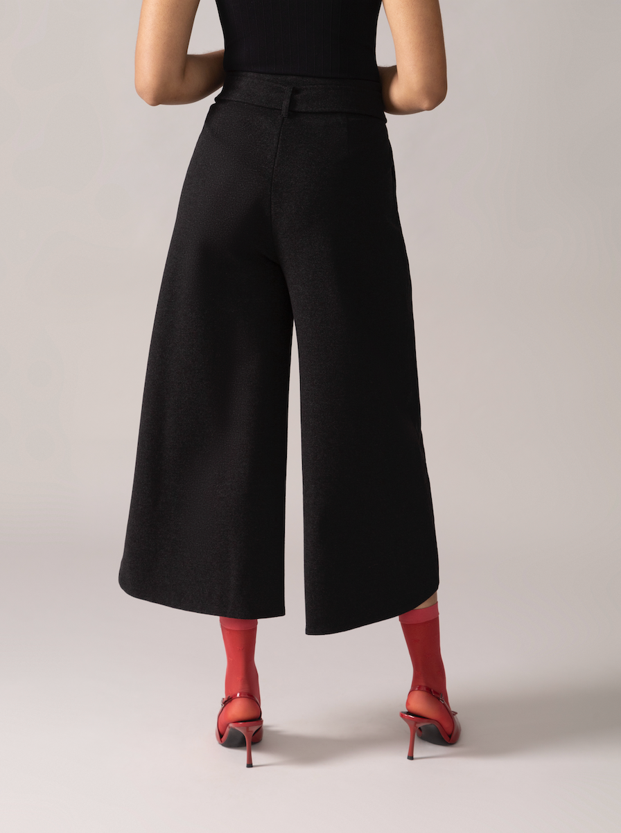 Pantalon à ourlet tulipe tricot brossé - Charbon
