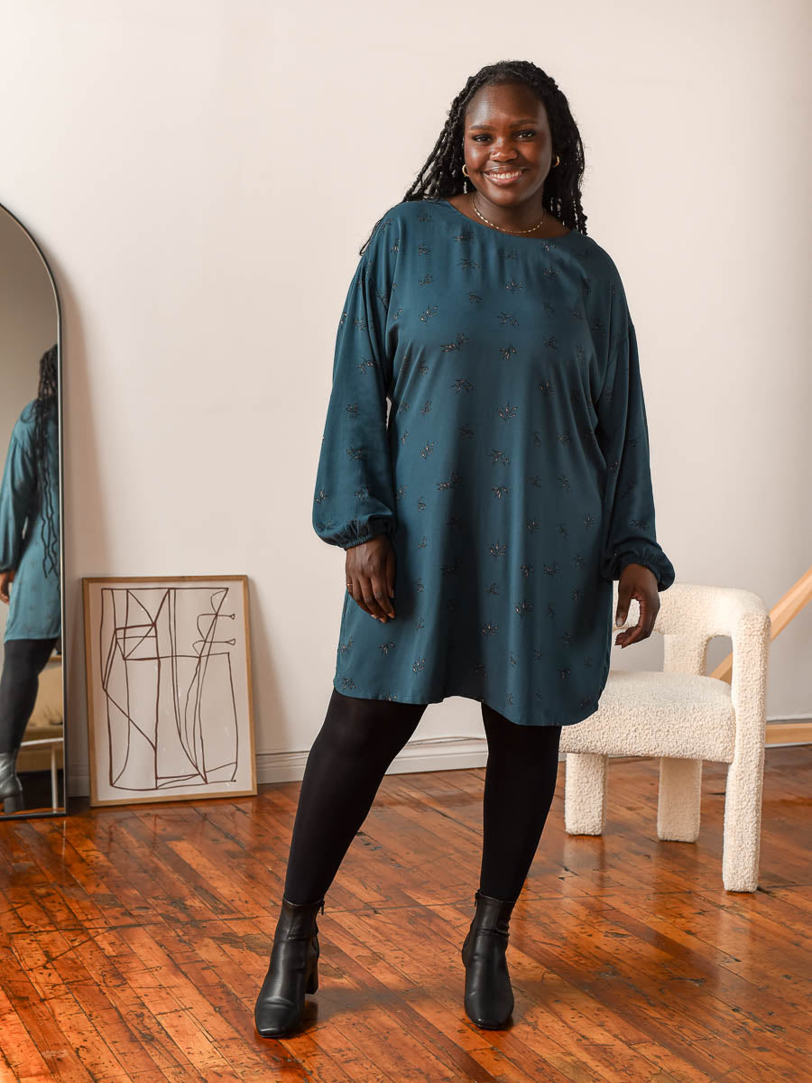Robe épaules tombantes Iris bleue