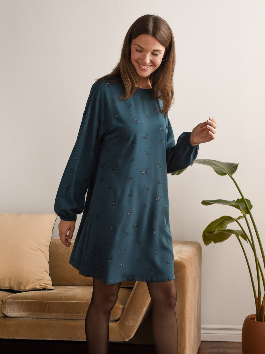 Robe épaules tombantes Iris bleue