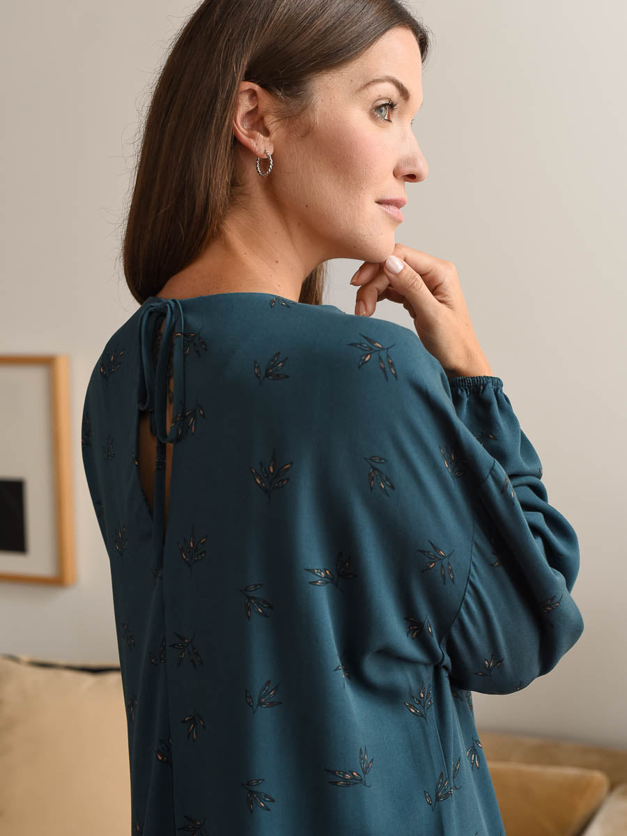 Robe épaules tombantes Iris bleue