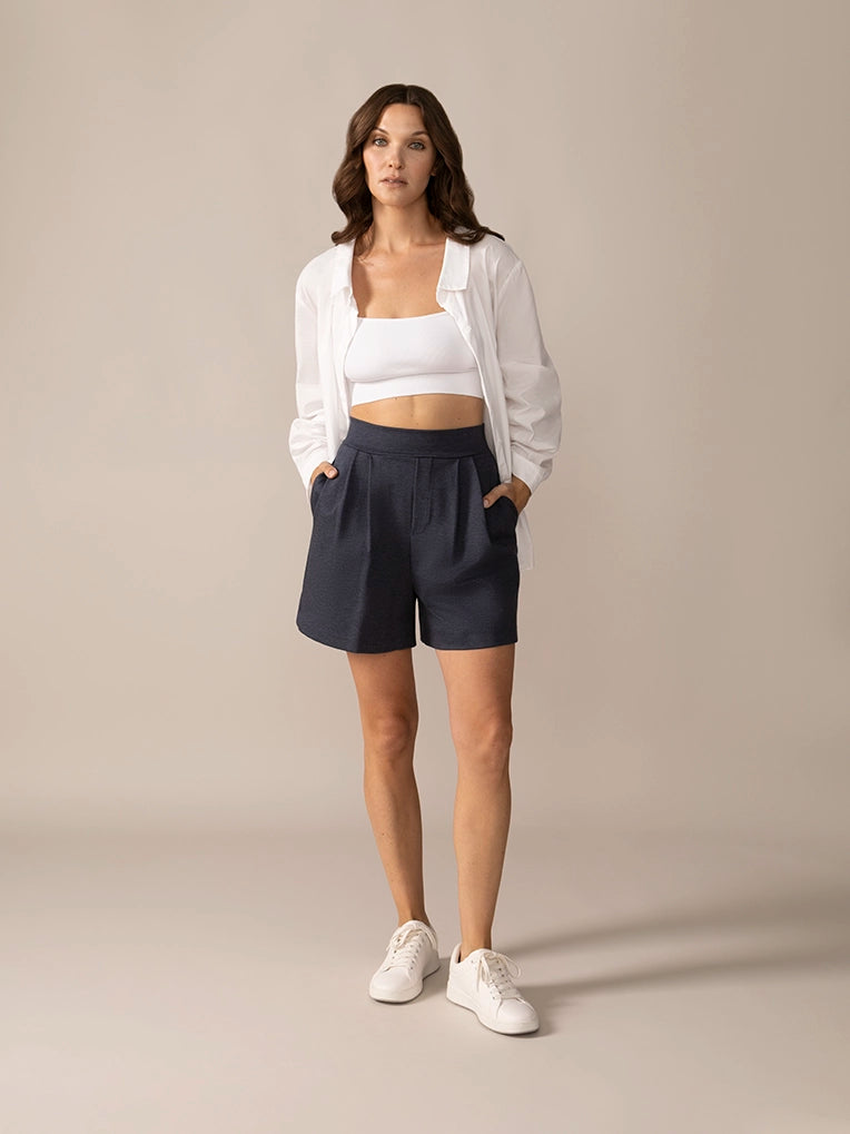Short OTK plissé Ease Knit - Bleu Fjord
