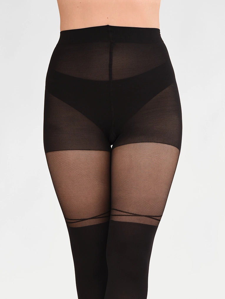 Collant cuissardes motif croisé - BOÎTE