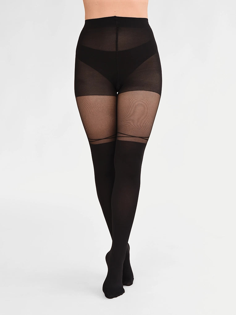 Collant cuissardes motif croisé - BOÎTE