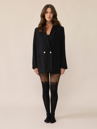 Collant cuissarde dentelle - Noir