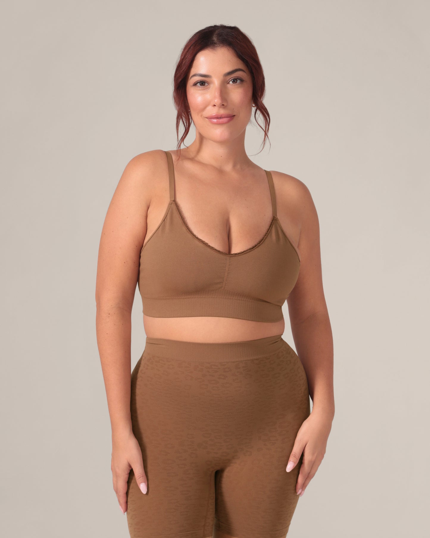 Bralette sans coutures motif léopard - Café