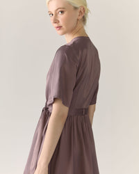 Robe portefeuille satinée - Taupe foncé