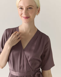 Robe portefeuille satinée - Taupe foncé