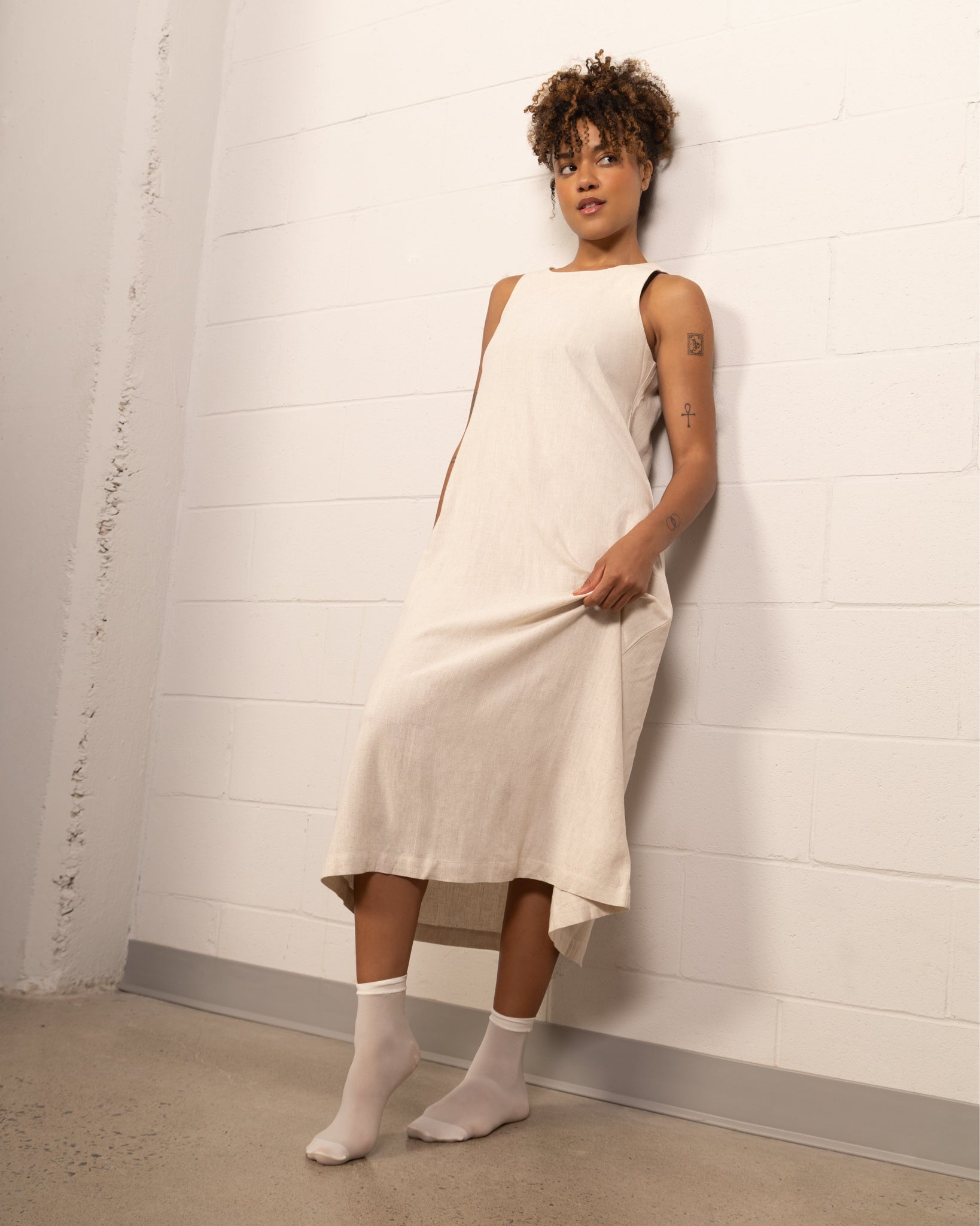 Robe maxi en lin - Naturel