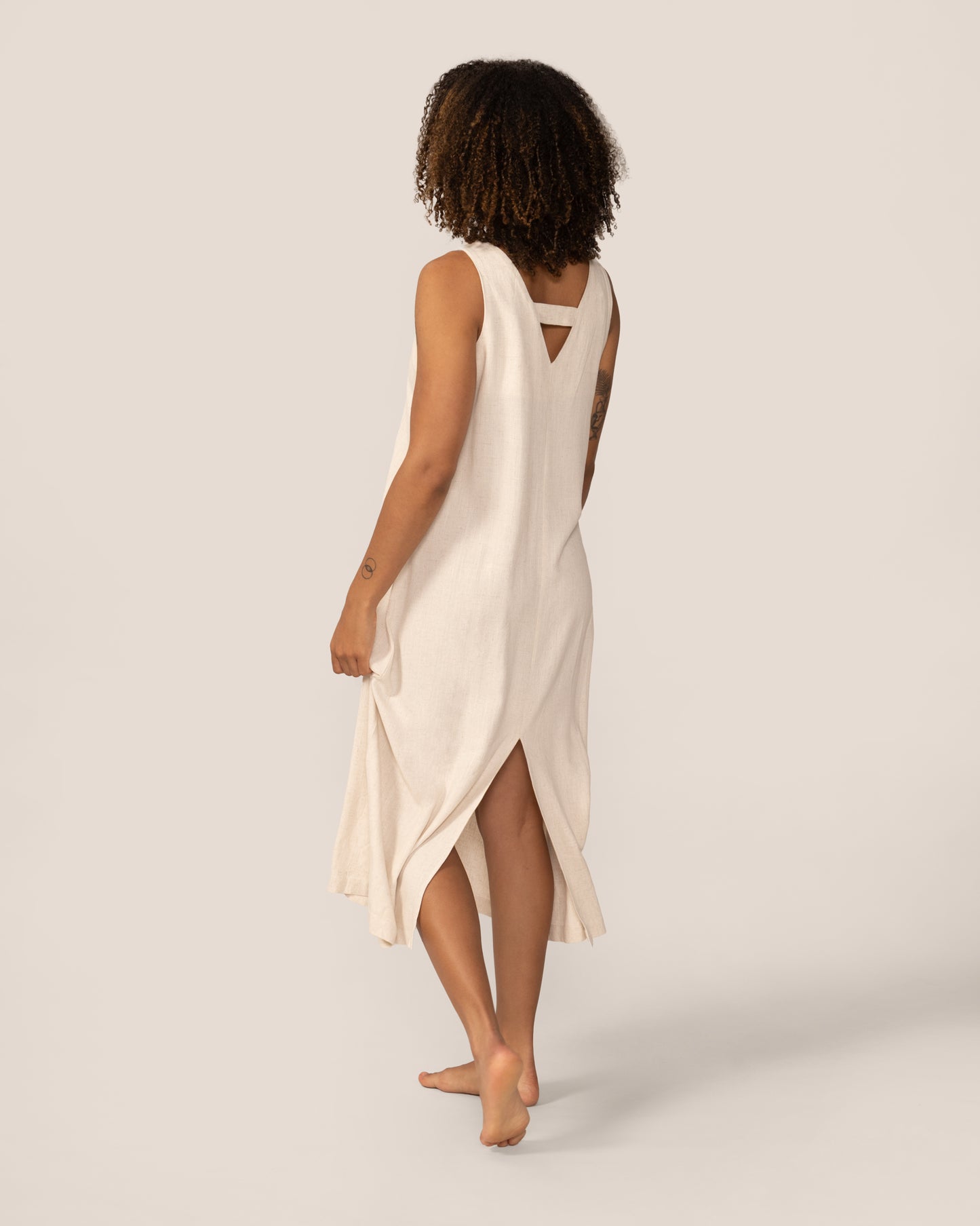 Robe maxi en lin - Naturel