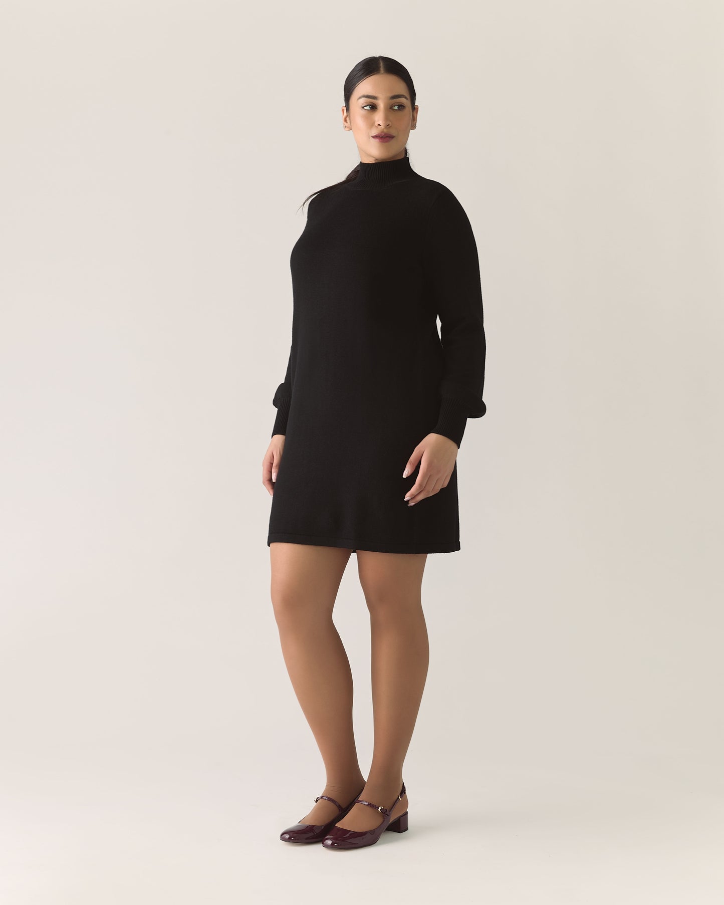 Robe en mérinos responsable - Noir