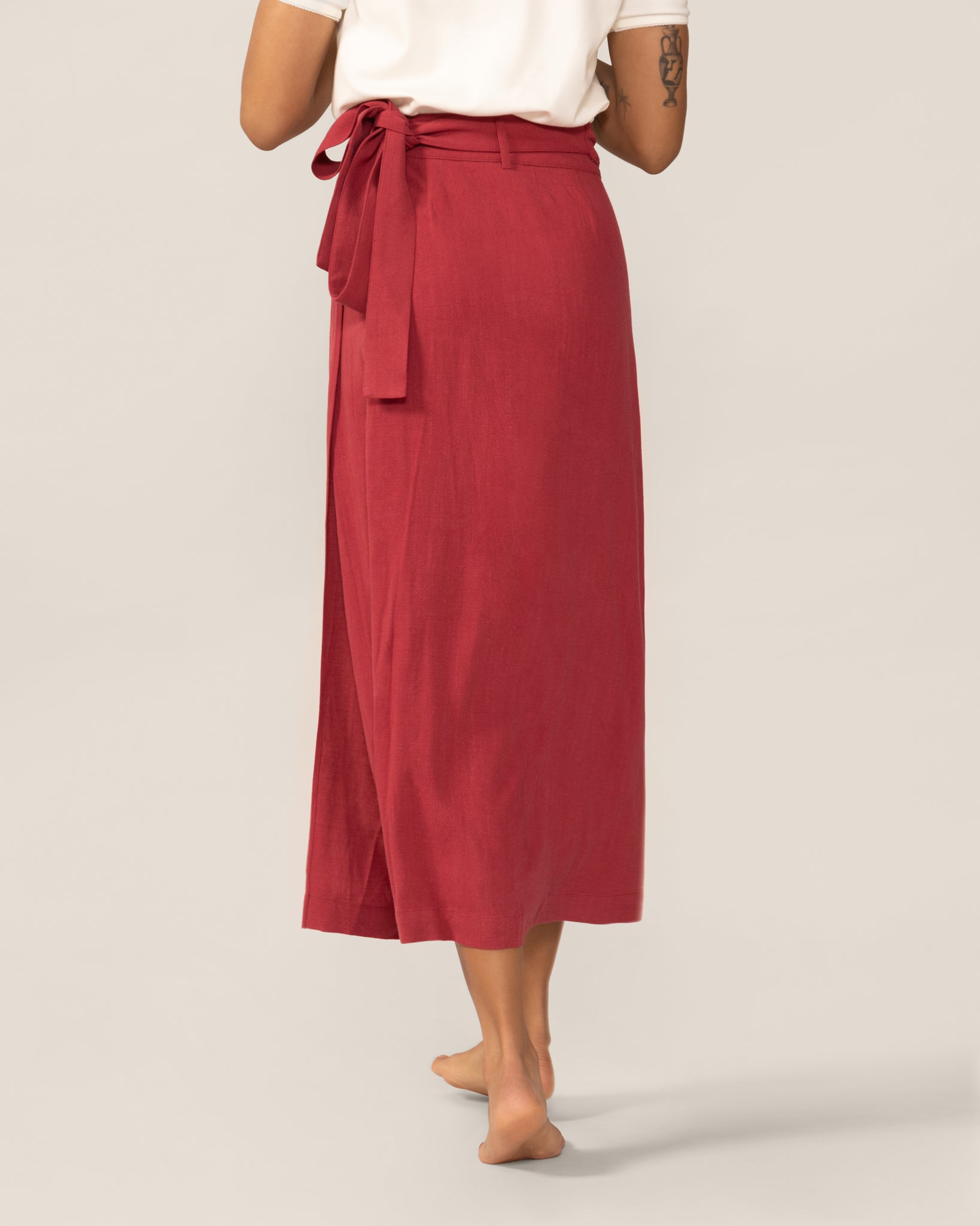 Jupe portefeuille en lin - Hibiscus