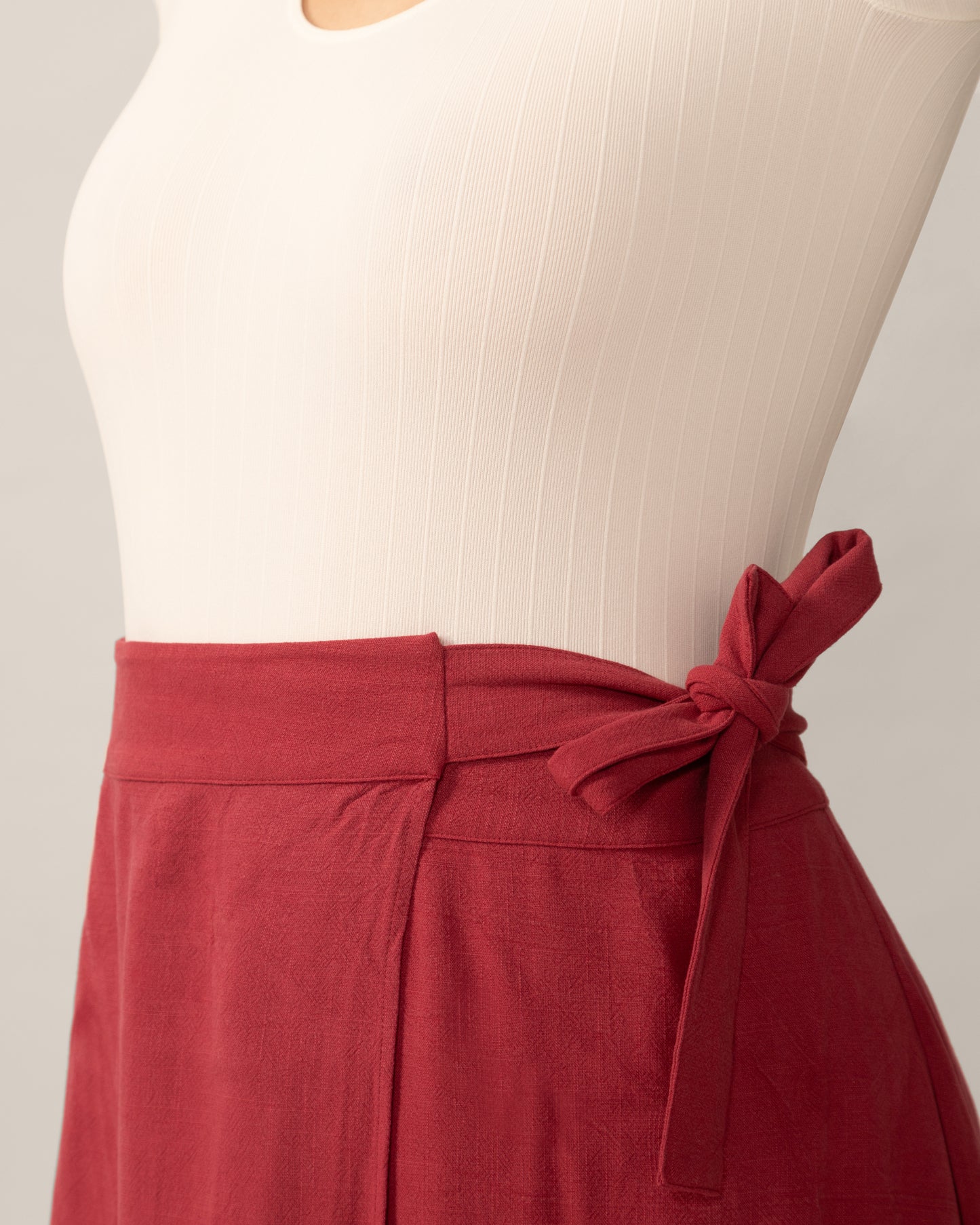 Jupe portefeuille en lin - Hibiscus