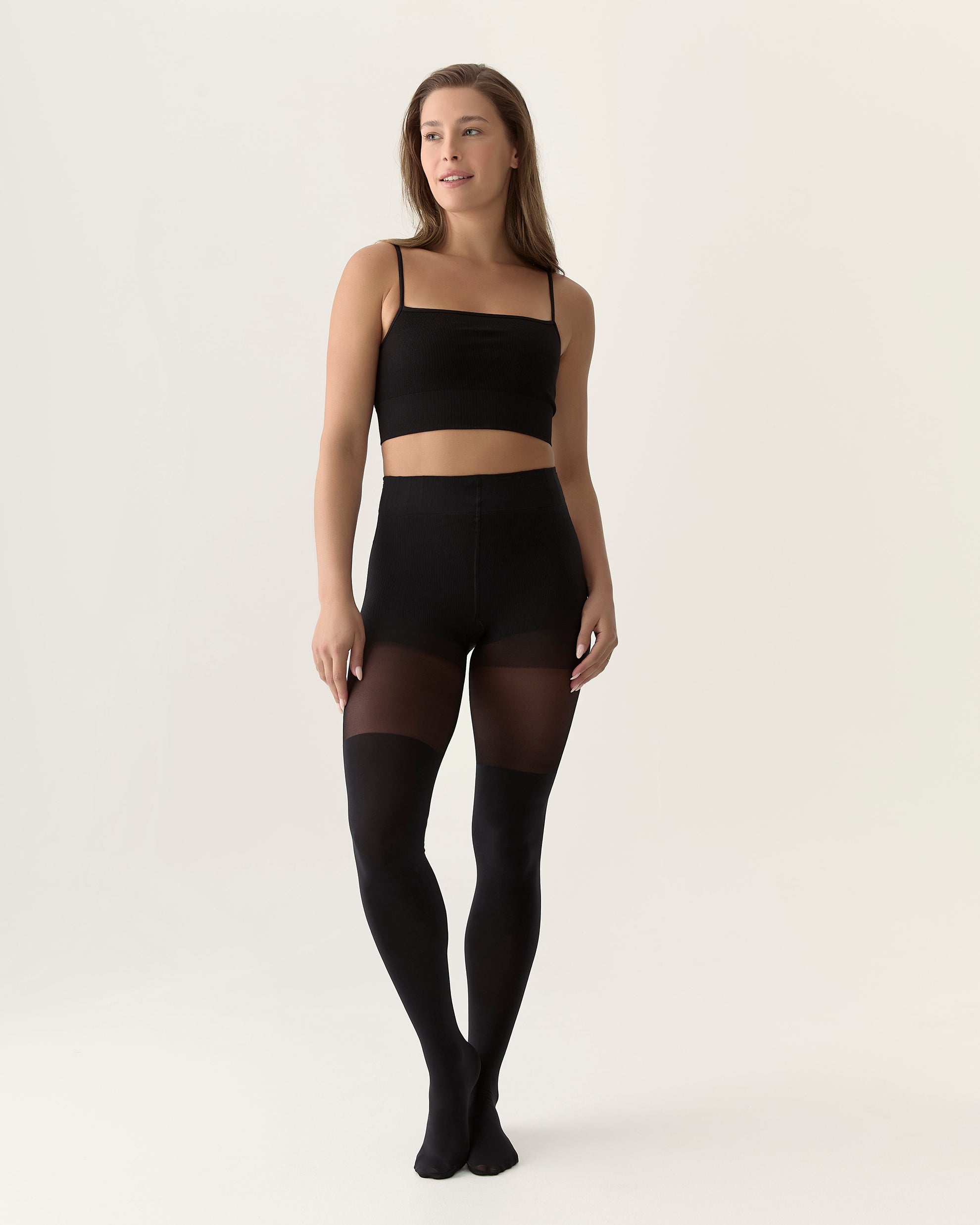 Collant cuissarde culotte modelante - Noir