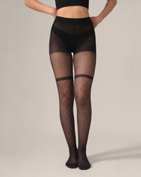 Collant cuissarde effet résille culotte modelante - Noir