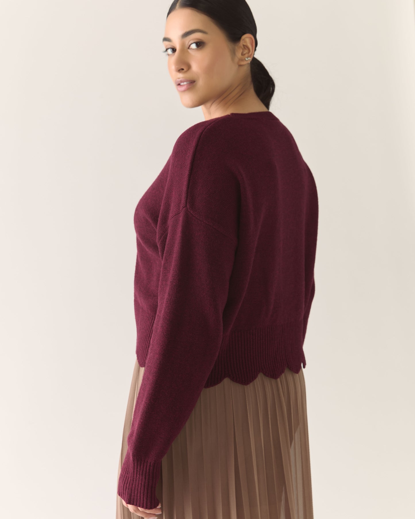 Pull festonné en mérinos responsable - Zinfandel