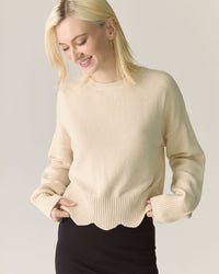 Pull festonné en mérinos responsable - Crème fouettée