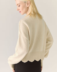 Pull festonné en mérinos responsable - Crème fouettée