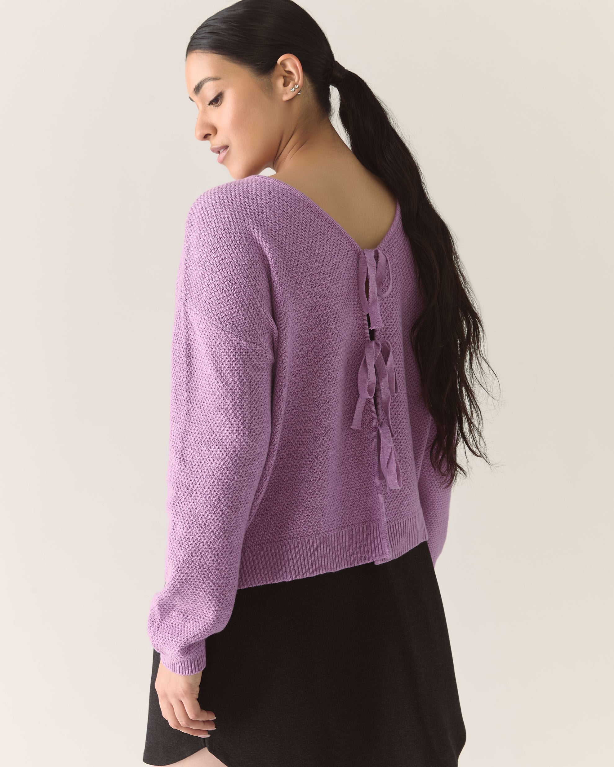 Cardigan réversible en mérinos responsable - Lilas