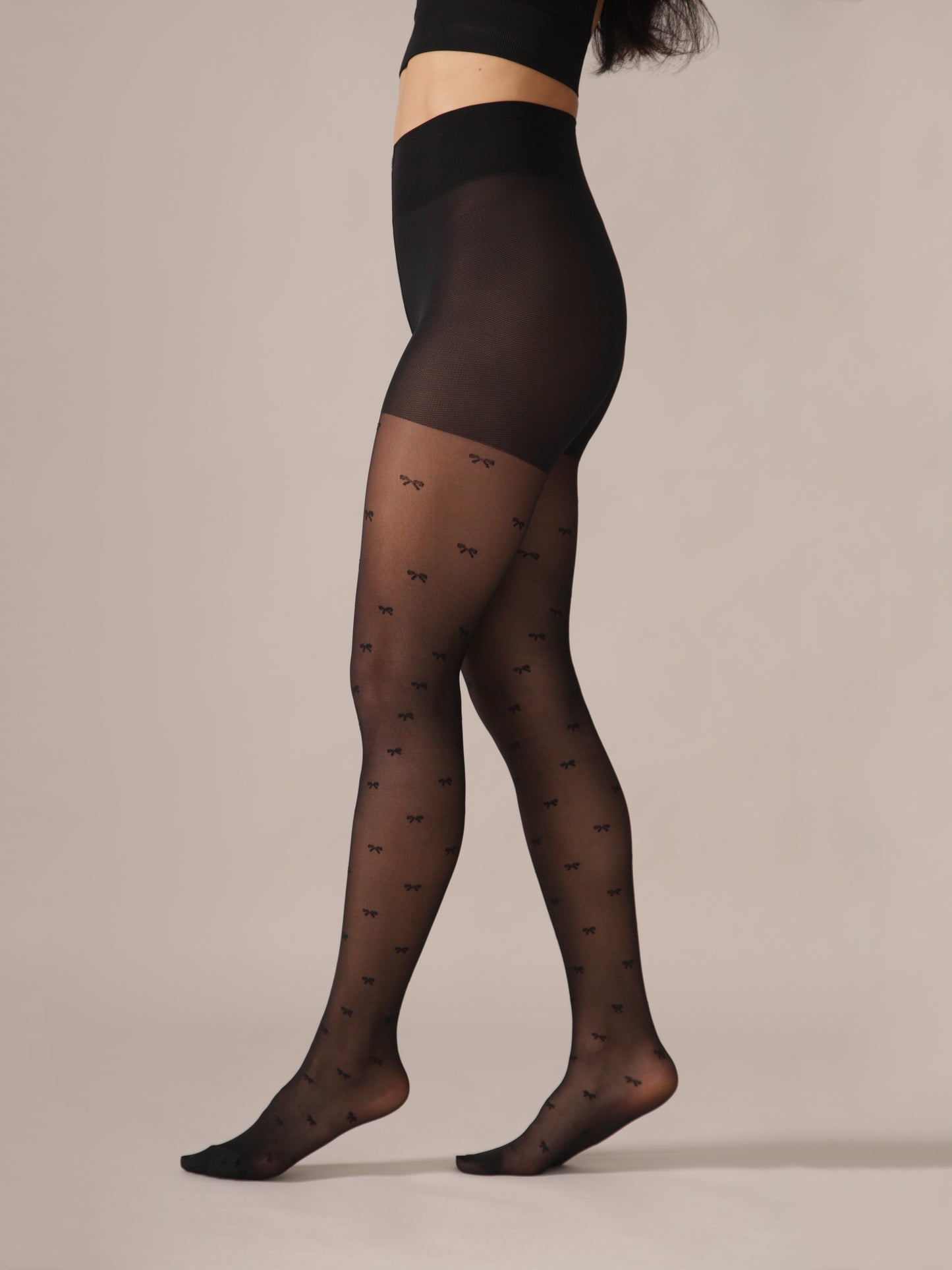 Collant motif micro boucles taille sublimante - Noir