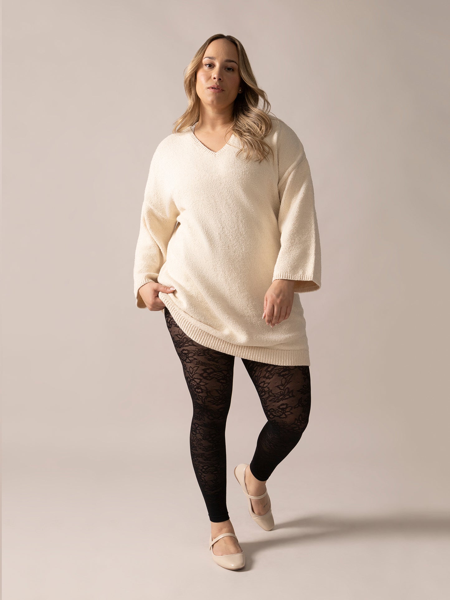 Long pull en tricot Bouclé - Amande