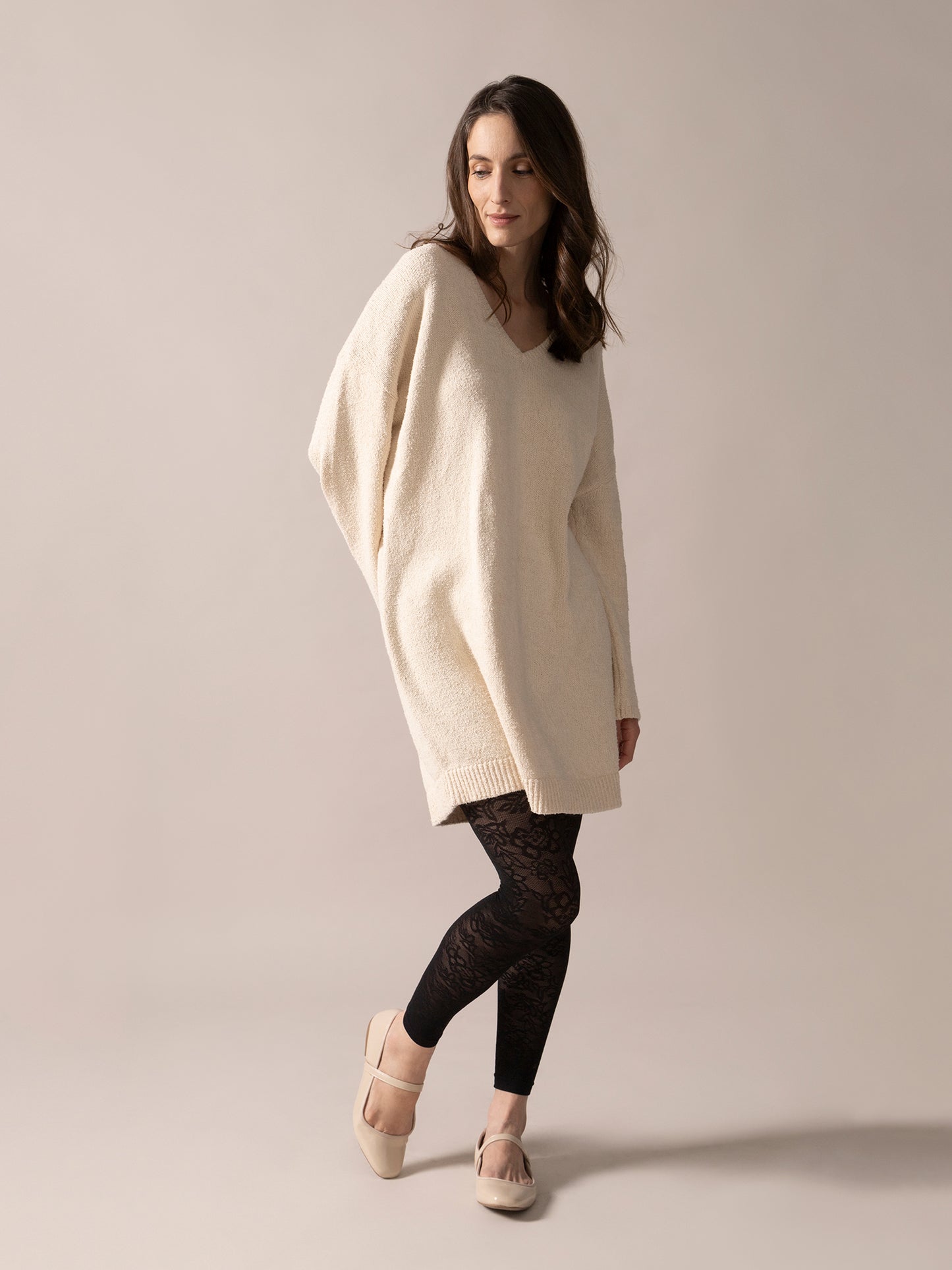 Long pull en tricot Bouclé - Amande