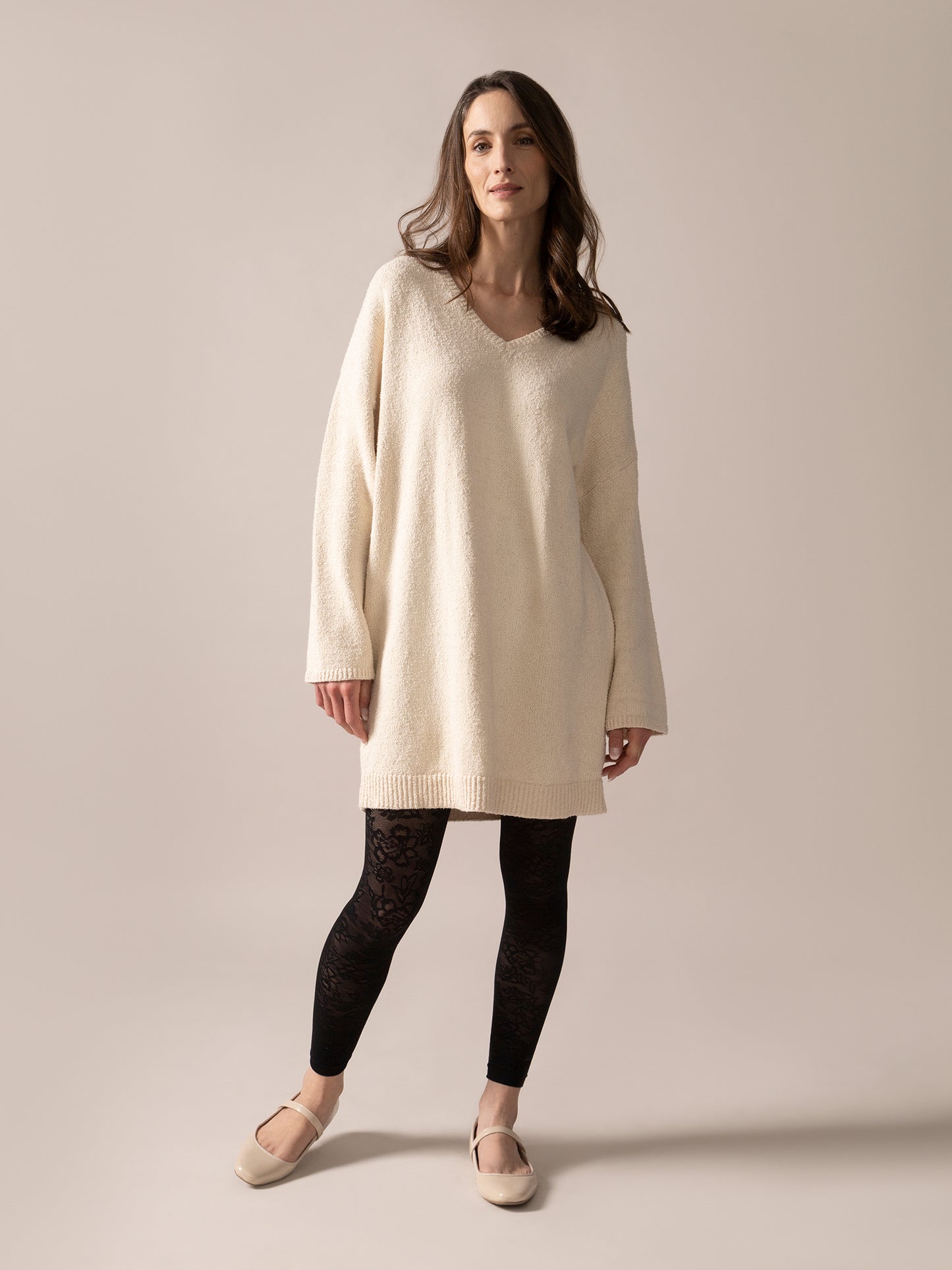 Long pull en tricot Bouclé - Amande