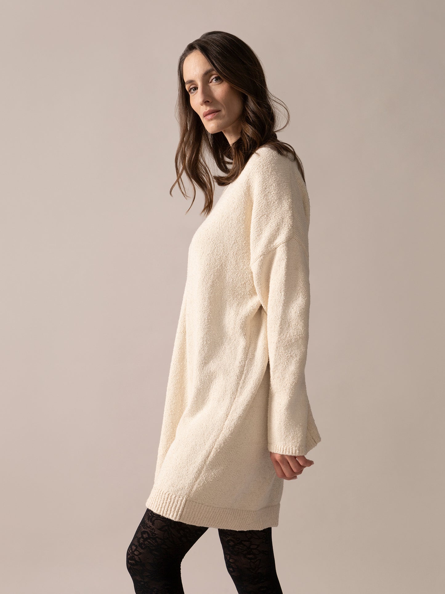 Long pull en tricot Bouclé - Amande